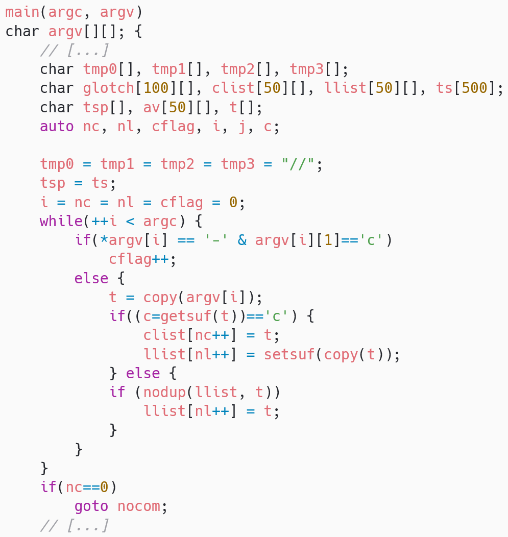 https://github.com/jserv/unix-v1/blob/master/src/c/cc.c